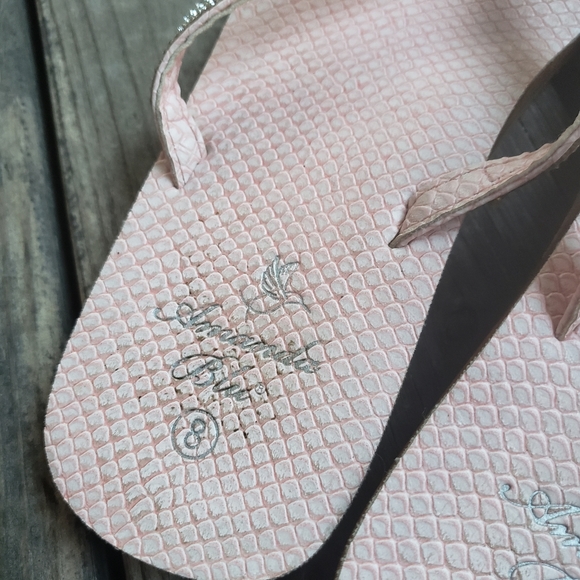 Amanda Blu pink rhinestone sandal flip flops size 8 - Picture 3 of 5